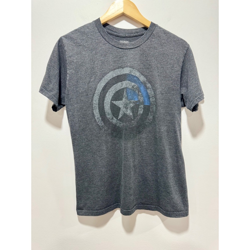 Marvel Captain America Shield Graphic T-Shirt Charcoal Grey Heather Mens Medium